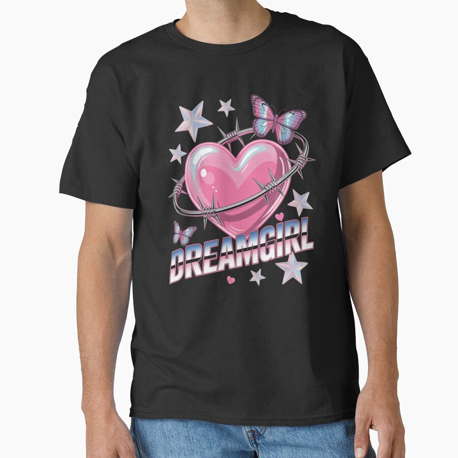Dreamgirl Barbed Wire Heart Butterfly Stars Y2K Valentine's Day by DarylWelsh2024