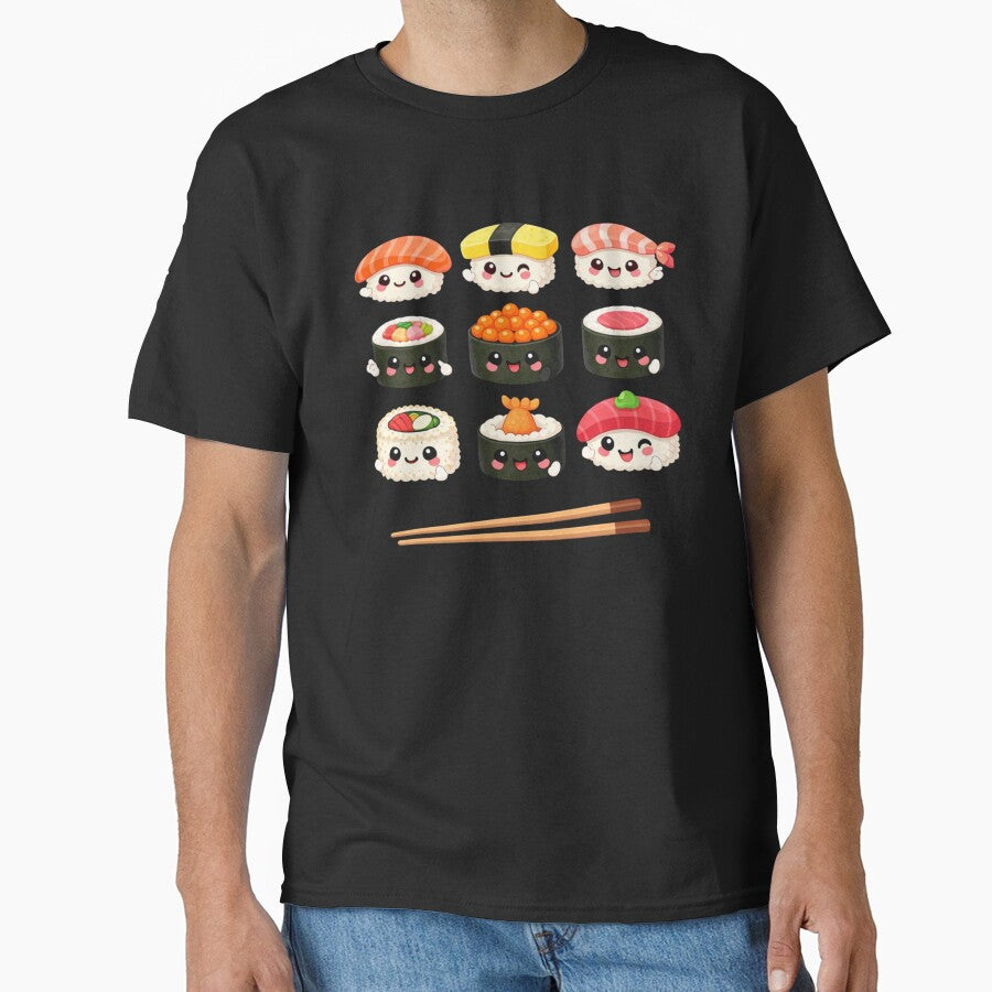 Happy Sushi Kawaii Set – Anime Japanese Food Lover Design by Alexis Art Collection