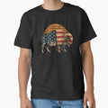 Retro American Bison Flag Vintage Sunset Patriotic Wildlife by Moizento