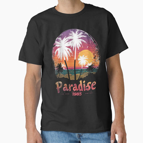 "Retro Paradise 1985 – Vintage Tropical Sunset Design" by Viviglow