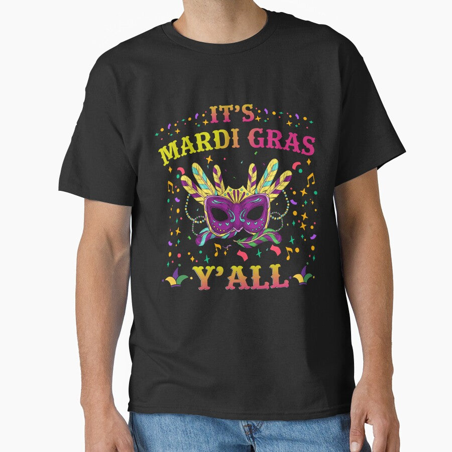 It's Mardi Gras Y'all Party Mask Costume Design by swedtees