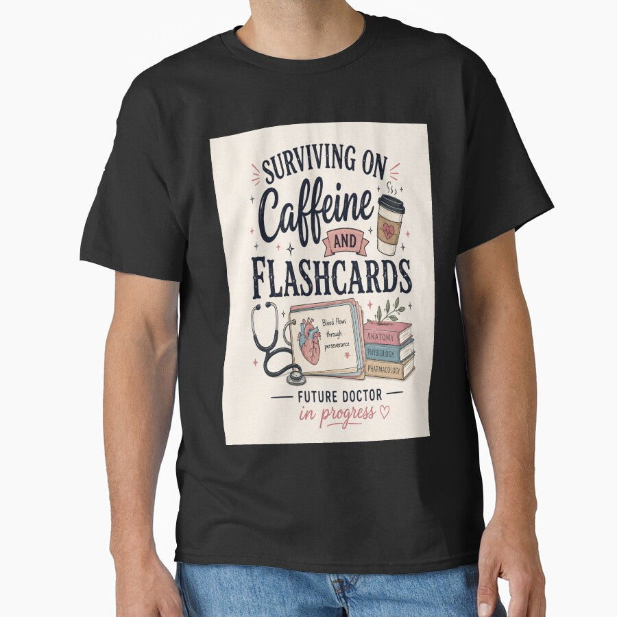Surviving on Caffeine and flashcards Future Doctor in Progress  Classic T-Shirt Medical Students by Lulu Shop