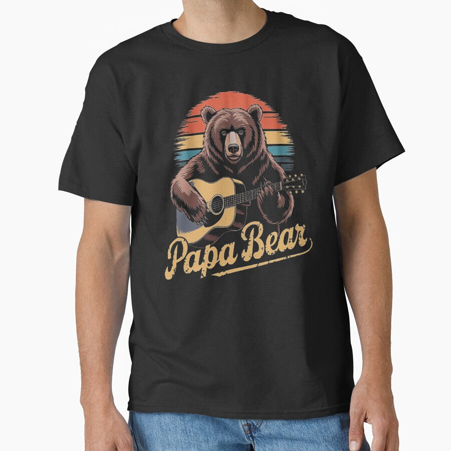 Papa Bear Playing Guitar – Retro Vintage Music Design by love3617