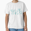 Simple, abstract, artsy graphic turquoise drawn flowers floral sketch - Caroline Laursen Original by Caroline Laursen