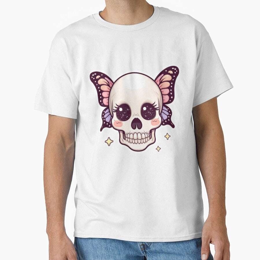 Kawaii Butterfly Skull with Galaxy Eyes – Cute Pastel Goth Sticker Design by LintonGriffin