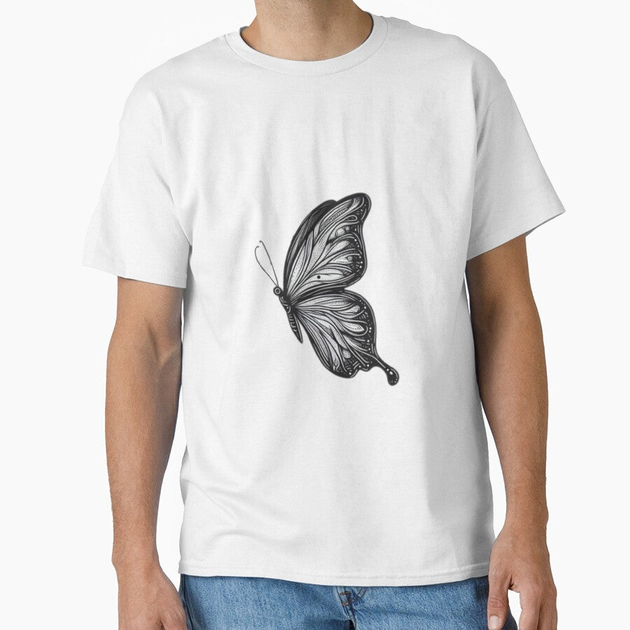 black aesthetic line art butterfly by BeNazzArt