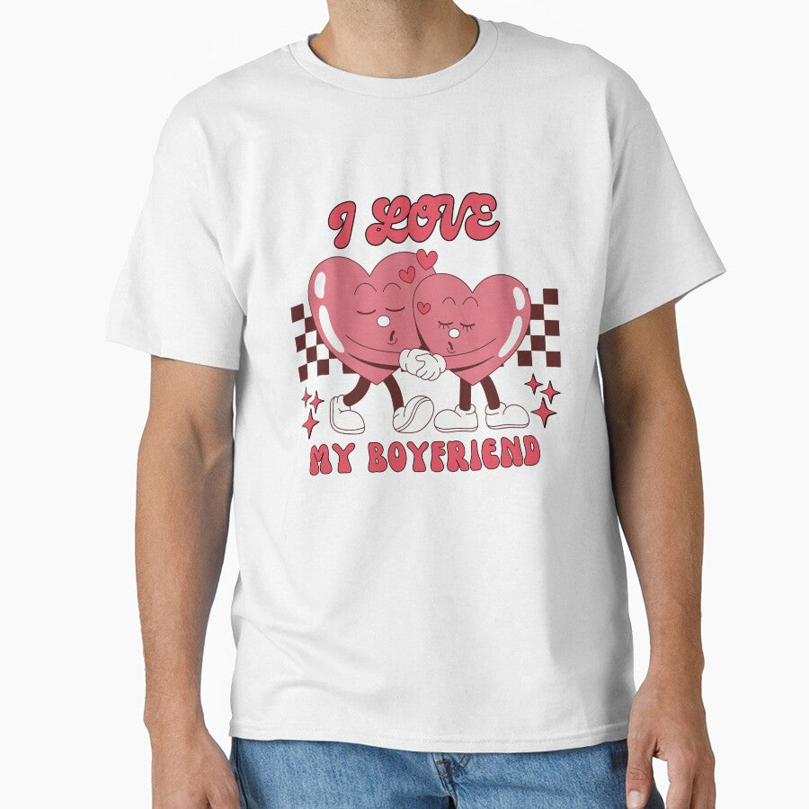 I Love My Boyfriend – Cute Retro Heart Valentine & Anniversary Gift by PrintistryArt