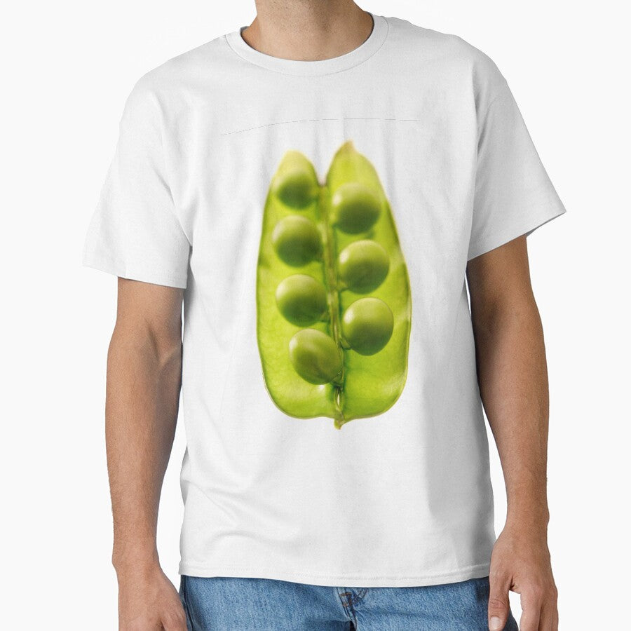 Peas in an open pod white background by bailey-cooper