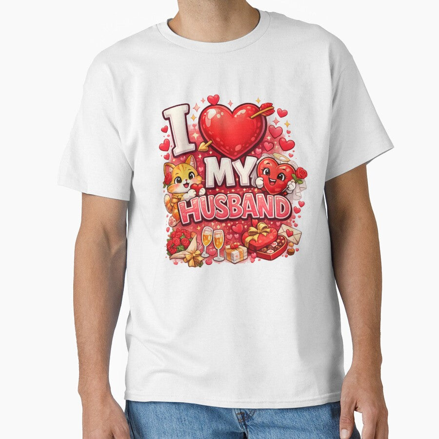I Love My Husband Valentine Shirt Gift from Wife by KapiPrint