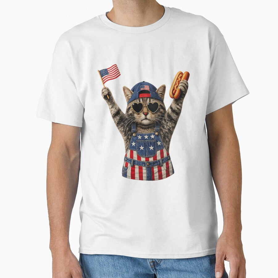 Patriotic Cat, Cat Lover Gift, 4th Of July, America Tee, Independence Day by kennedy-brook
