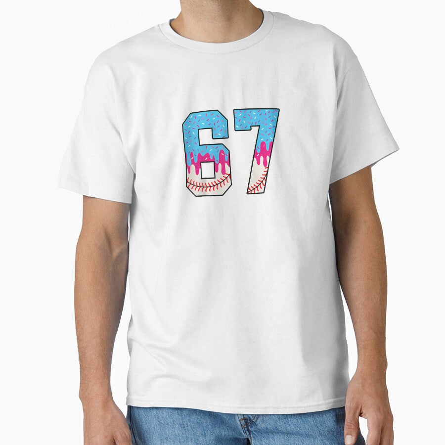 Baseball Drip Number 67 Player Ice Cream Drip 67Th Birthday Raglan Baseball by grumpzara