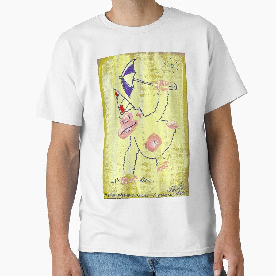 Umbrella Clown Ape on Yellow by Walter Moore