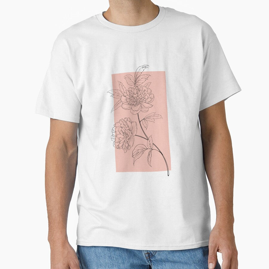 Peony Flowers Botanical Drawing Line Art by dk-design85