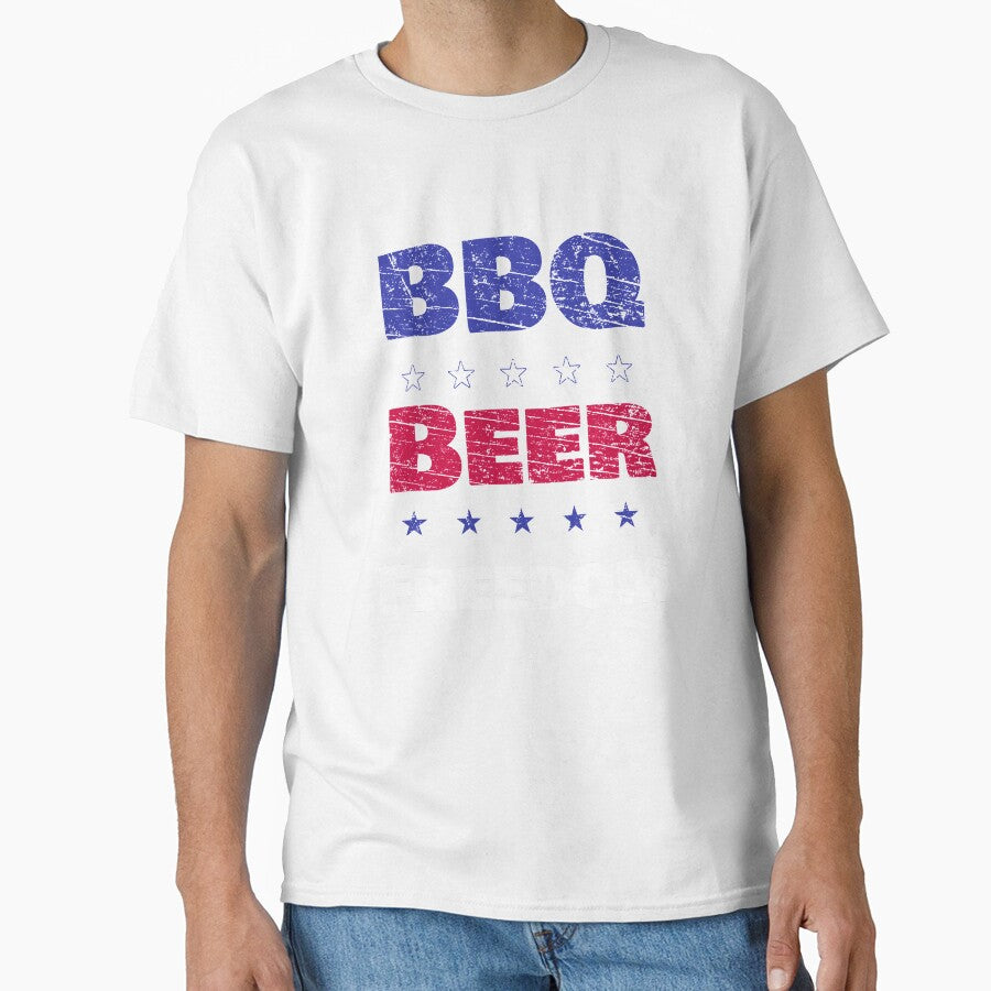 BBQ Beer Freedom Cool Patriotic Design Vintage American National Flag Colors Souvenir by FunnySunny T-Shirts