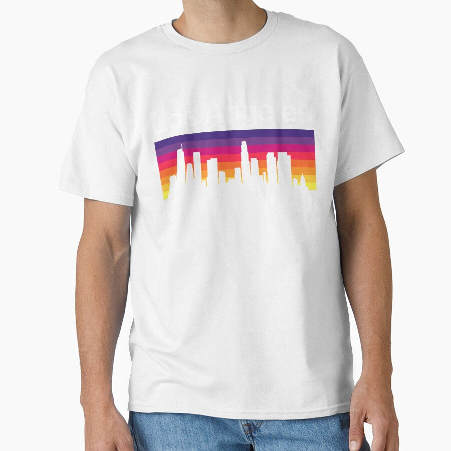 Los Angeles Skyline, Sunset Gradient - Black by DionBlaster