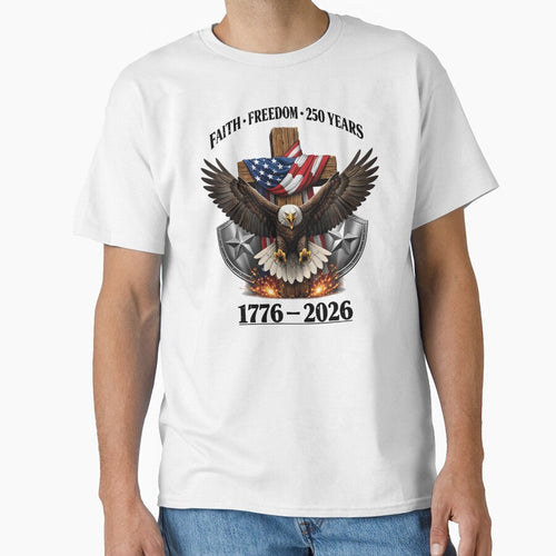 250 Years of Freedom, 1776 - 2026 Eagle Patriotic, Eagle July, Patriotic Christian Eagle Cross, 4th of July by NicowrmSArt