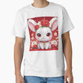White rabbit in the middle of red and white flowers by MerlinWear
