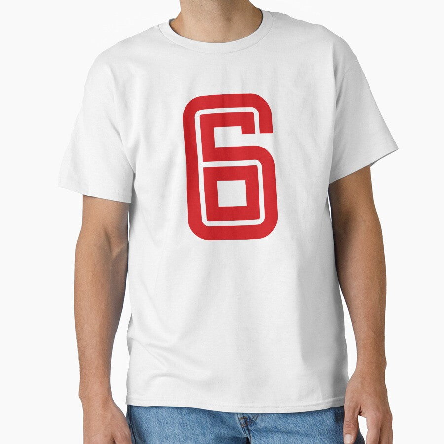 No. 6 / Player Number Six / Football Player Number 6 (Red on Black) by STUDIO-72