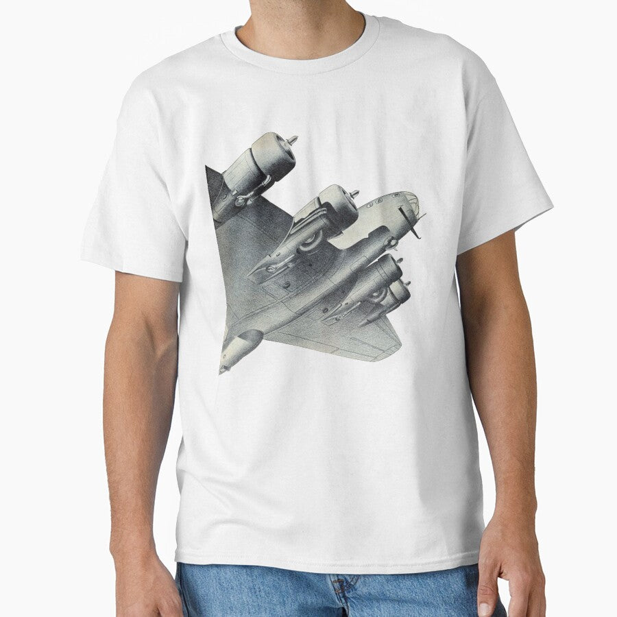 Vintage Flying Fortress Bomber Half A Plane Illustration by TrulyEpoque