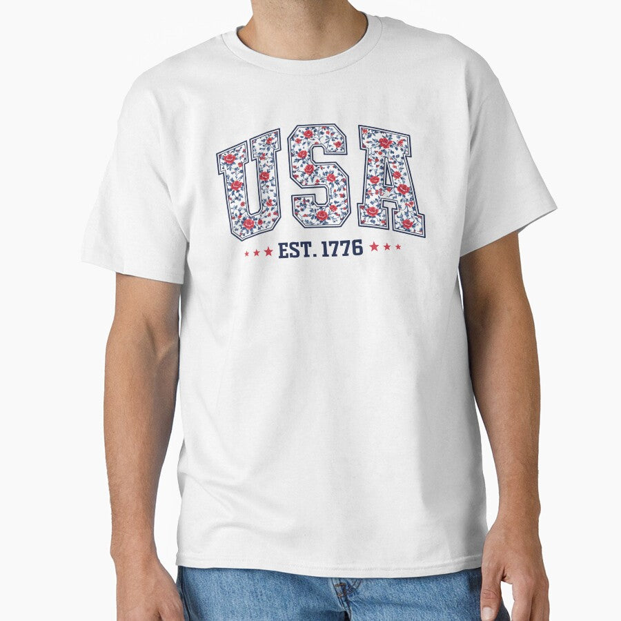 Vintage Floral USA, Retro America, 4th Of July, America Coquette, Patriotic by NicowrmSArt