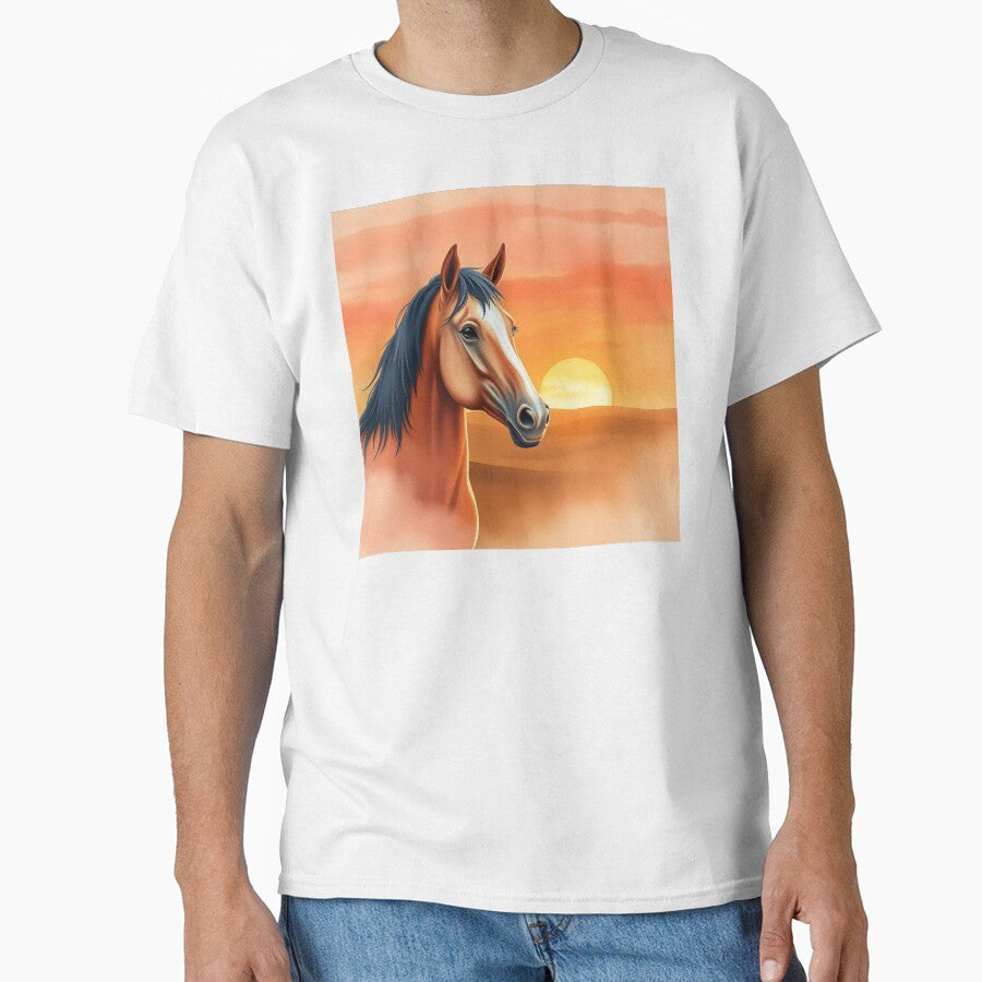 Soft Watercolor Sunset Horse Art by AuraMotivate