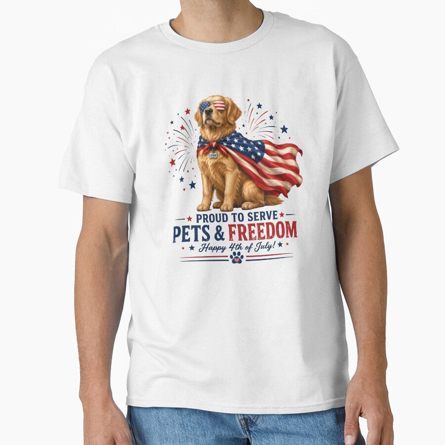 Proud To Serve Pets & Freedom – Patriotic Dog 4th of July Design by Bettybee00