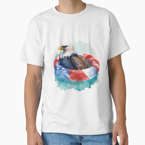 4th of July Patriotic Eagle in a Pool Floatie by Christie Cudia