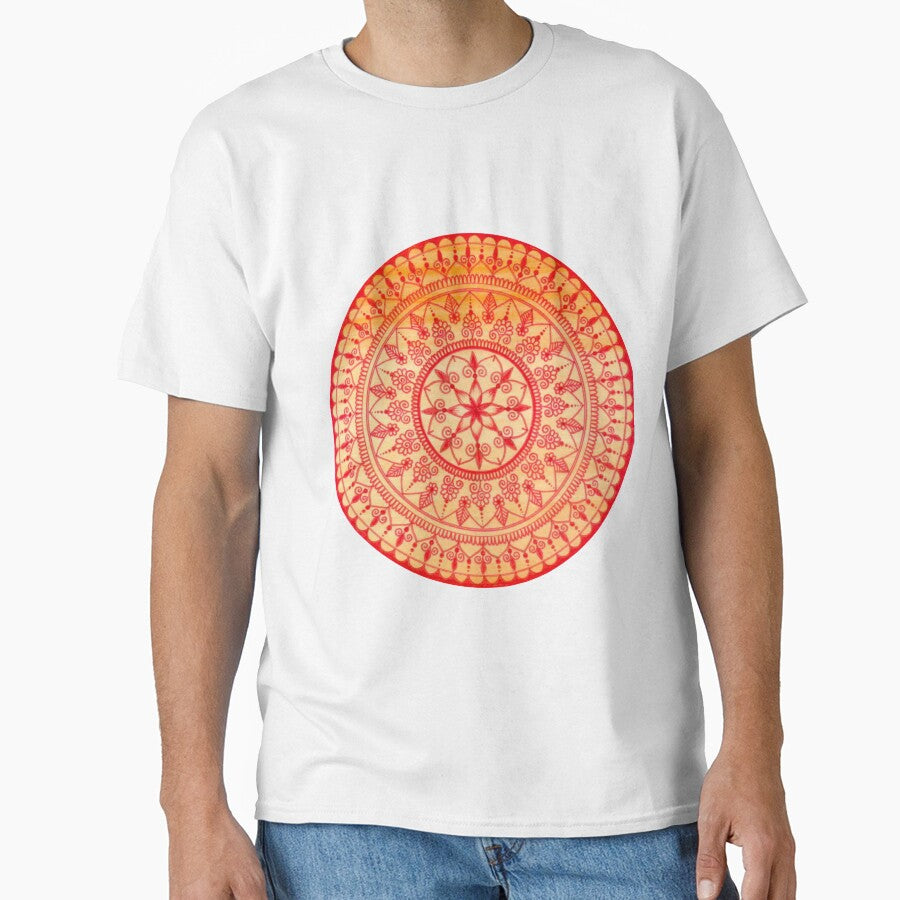 Hand Drawn Red And Orange Mandala by Zedart