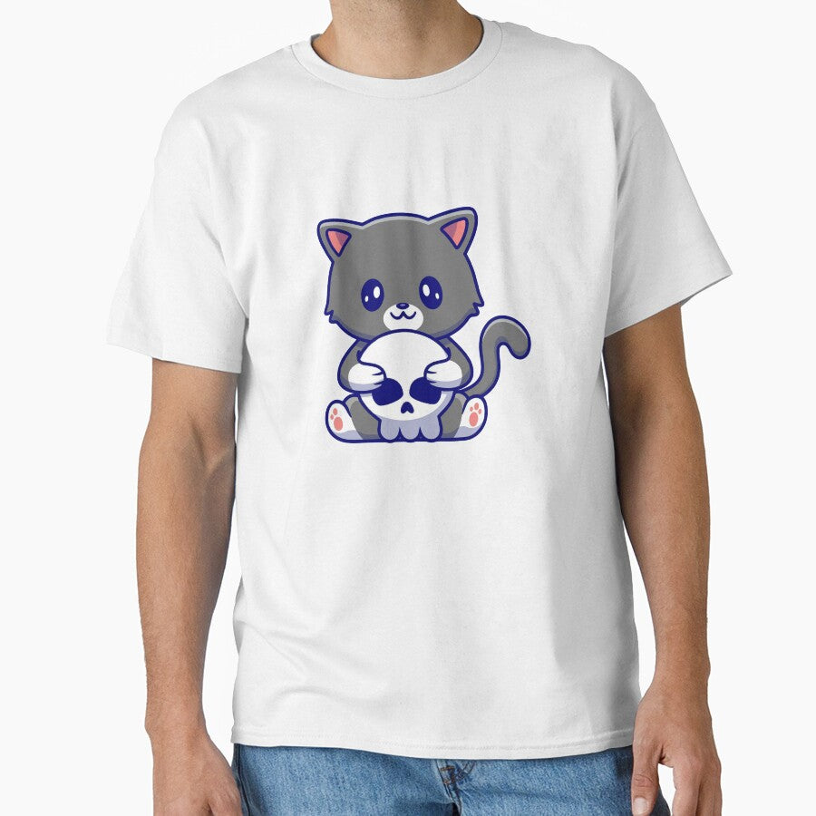 Cute Goth Cat Holding a Skull by dmladero