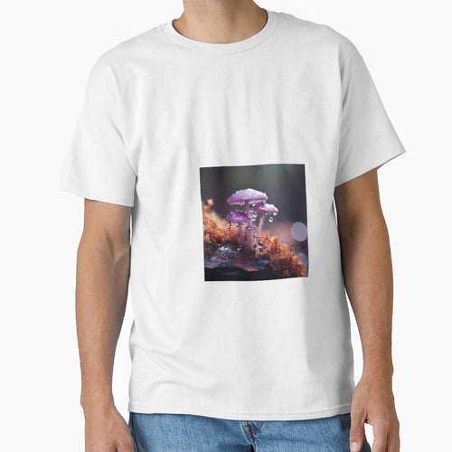 a group of purple mushrooms sitting on top of a moss covered ground by Dark Fantasy Store