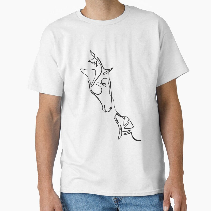Horse and Dog One Line Drawing Art Print by Zetsmo