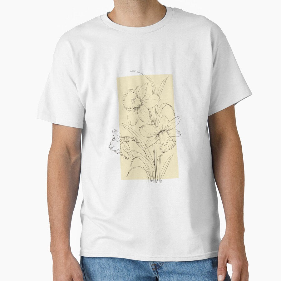 Narcissus Flowers Drawing Line Art Pastel Garden by dk-design85