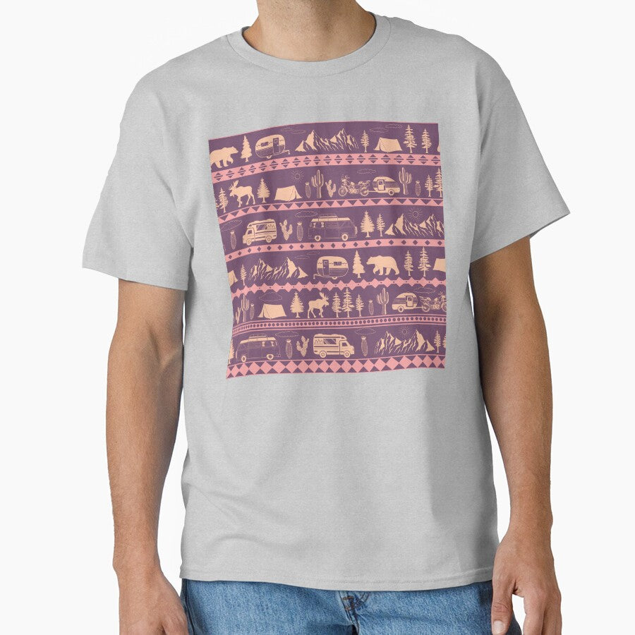 Retro Road Trip Seamless Pattern - Dusty Sunset Palette by EcoElsa