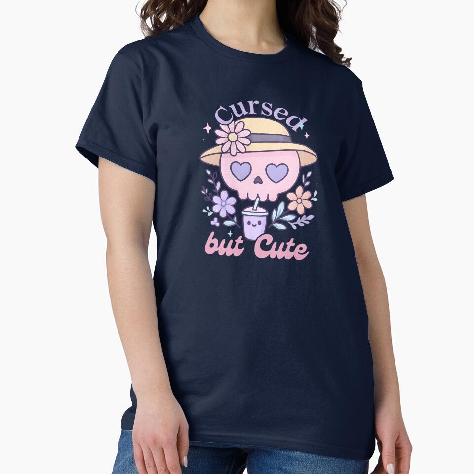 Cursed But Cute Pastel Goth Skull by CottonandQuill