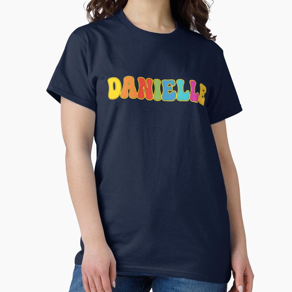❤️ Danielle Personalized Name Wavy Retro Shirt, Coffee Mug, Sticker Gift by HelixPedia