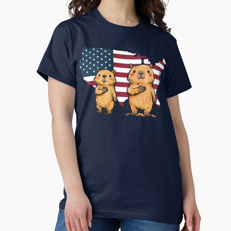 Patriotic Capybaras 4th of July - Cute USA Flag Aesthetic by FIREDesignsPOD