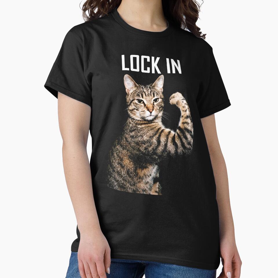 Lock In Cat Shirt Funny Tabby Cat Buff Arm Shirt Gym Cat Meme T-Shirt Gym Bro Gift Funny Workout Shirt Buff Cat Tee Gym Motivation Apparel [Black Shirt Only] by Off-Road-Zone
