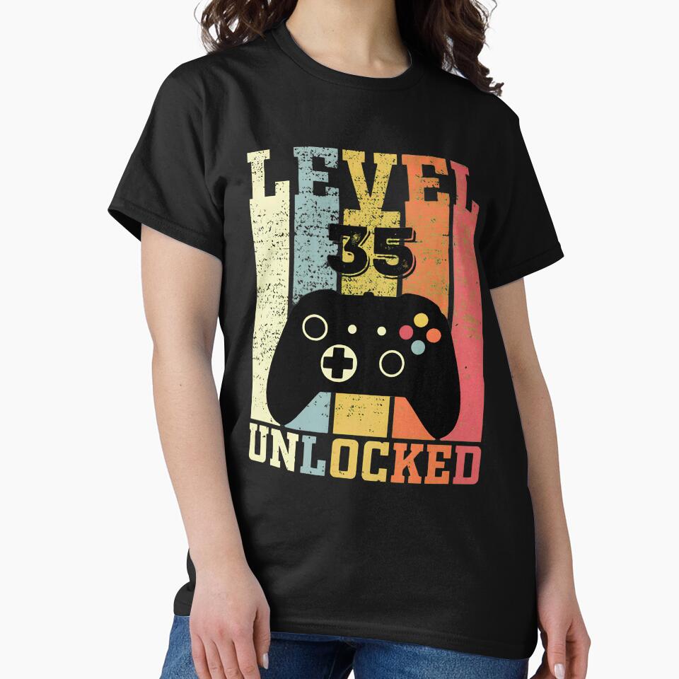 Level 35 Unlocked Video Game Birthday Retro by OlyvieArt
