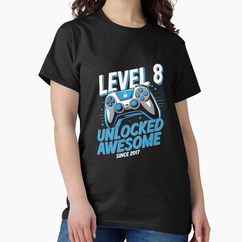 Level 8 Unlocked Awesome Since 2017 8th Birthday Gaming by Belkisallen