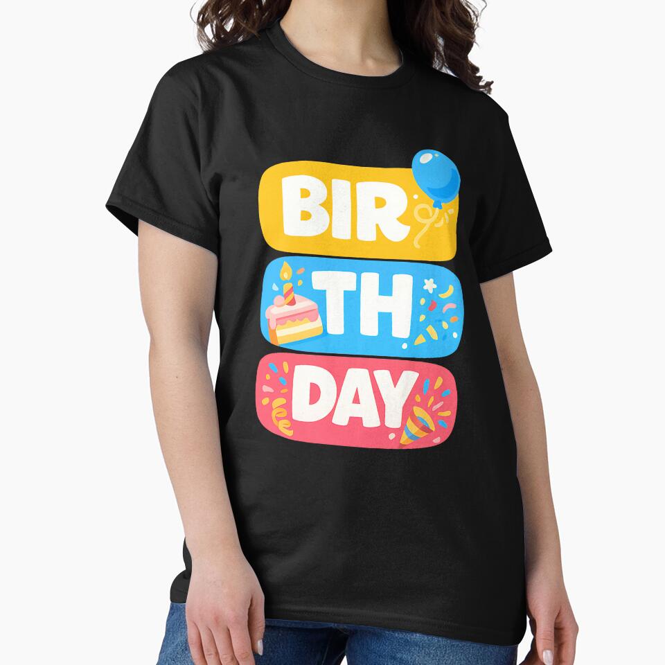 BIR TH DAY Birthday Party Typography Design by TeeTimeTreasure
