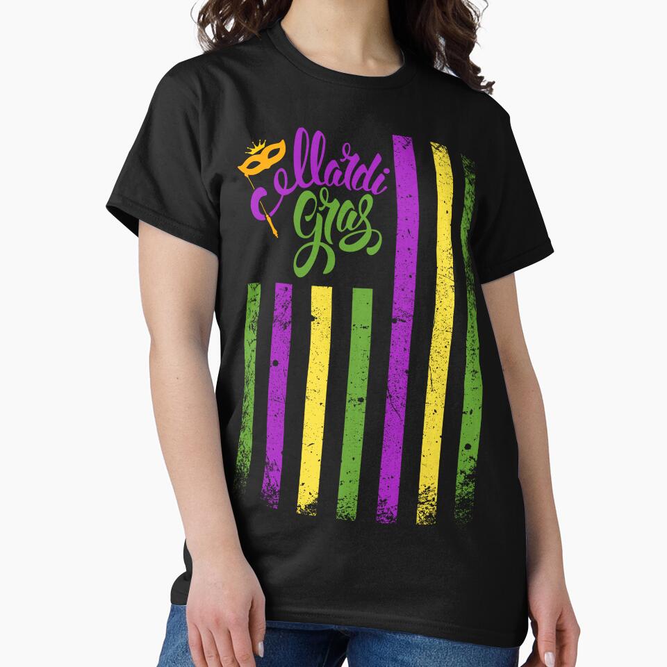 Madri gras flag with Madri gras lettering and Venetian mask by ramazis