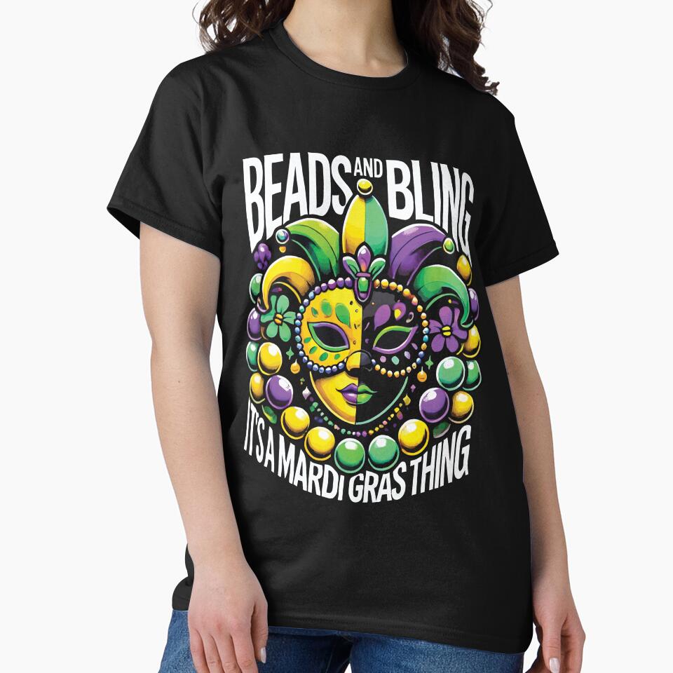 Mardi Gras Beads And Bling Mask Celebration by LuminOrb