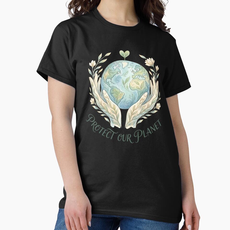 Protect Our Planet Watercolor Earth Embrace by chattsuede