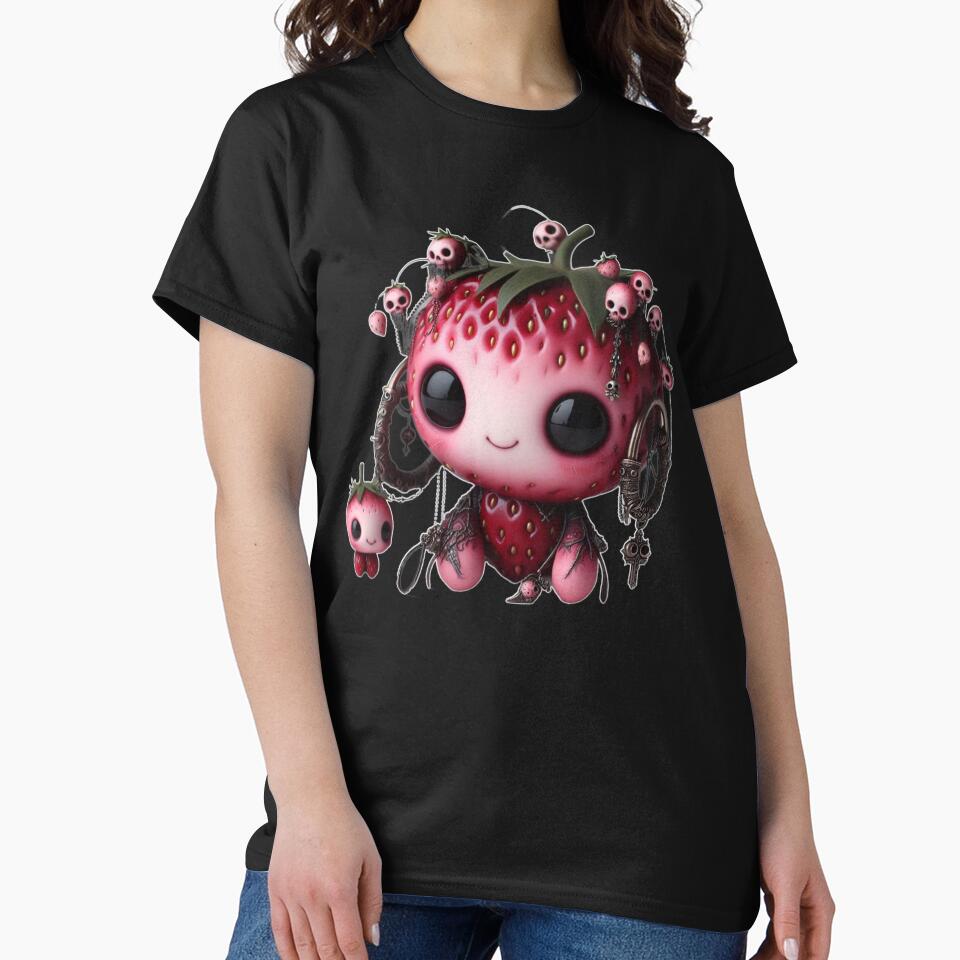 Pastel Goth Strawberry Monster - Creepy Cute Fruits Collection by LujziWorld