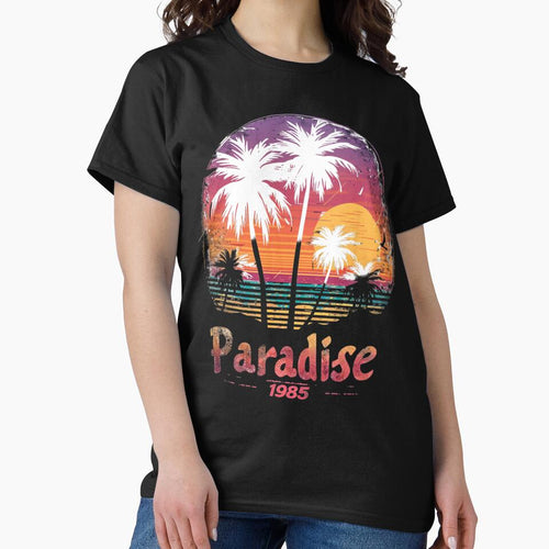 "Retro Paradise 1985 – Vintage Tropical Sunset Design" by Viviglow