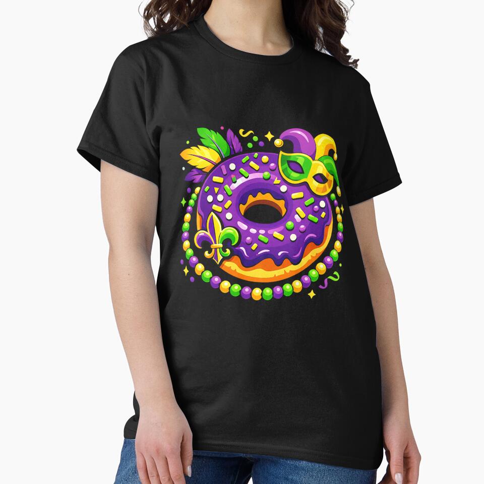 Mardi Gras Donut Lover Mask Beads Pastry Kids Women Men by clothesy7