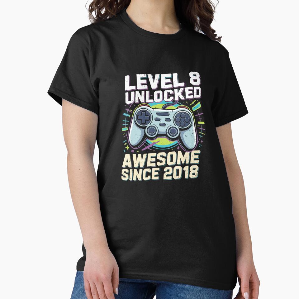 Level 8 Unlocked Gamer Birthday Retro Controller by FGTV2021