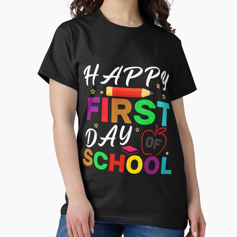 Happy First Day Of School Teacher Back To School Girls Kids T-Shirt by aymanraji