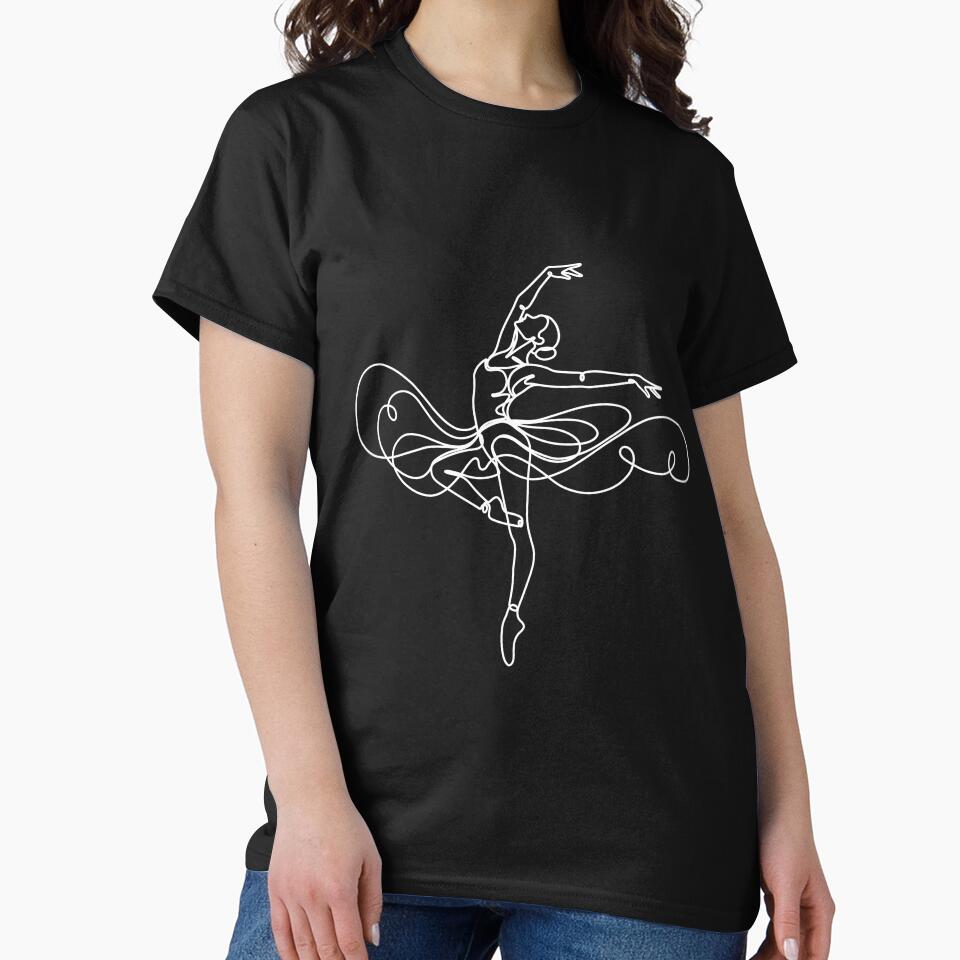 White One Line Drawing - Dancing Ballerina by altandesign