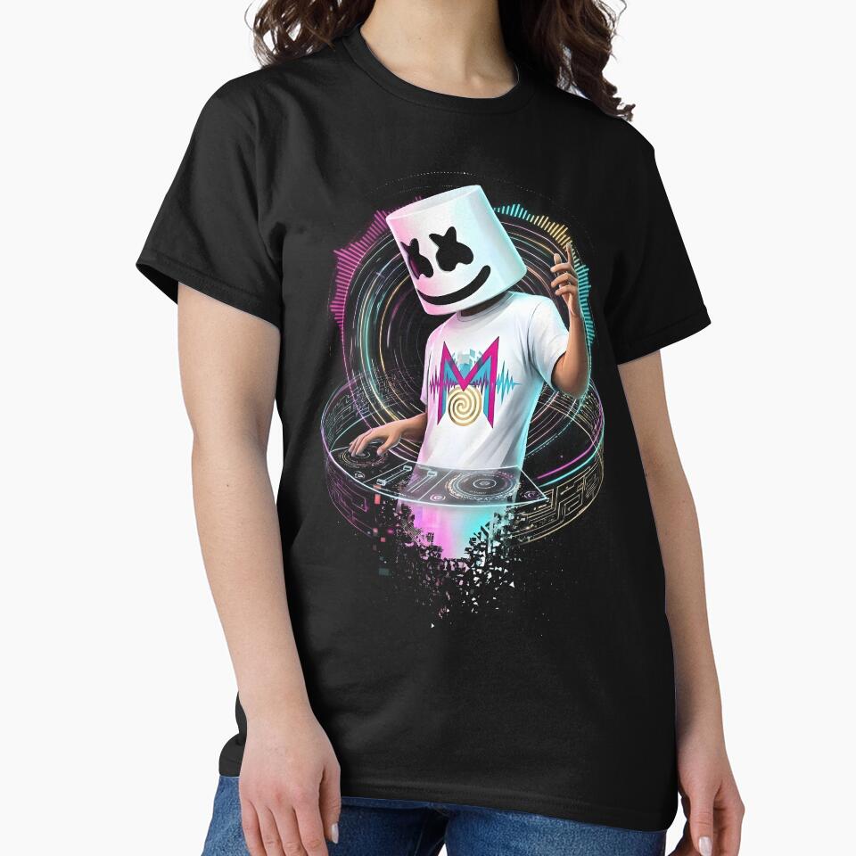 Neon DJ Marshmallow | EDM Rave Music Festival Graphic T-Shirt by MightyTeesInc